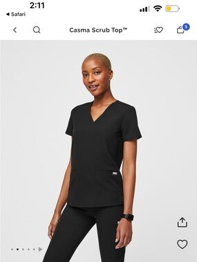 Figs Casma Scrub Top - Black